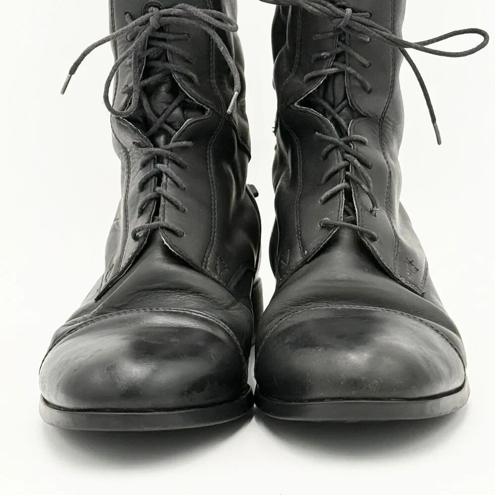 Tall Black Lace-Up Riding Boots - Women